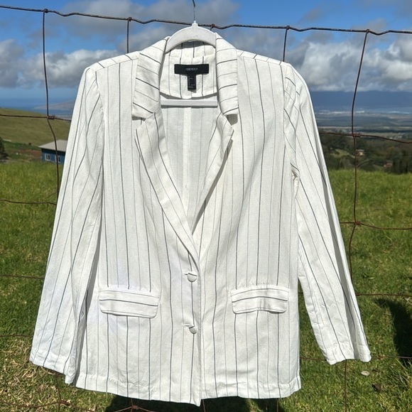 Forever 21 Striped Linen Blazzer Costal Small - Picture 1 of 5